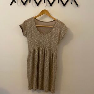 Marled tan sweater knot babydoll dress